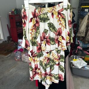 Floral Print Women's Strapless romper